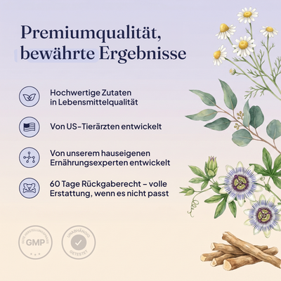 Hochwertige Inhaltsstoffe der PupLuma Beruhigungs-Snacks