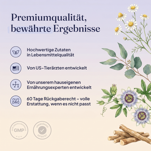 Hochwertige Inhaltsstoffe der PupLuma Beruhigungs-Snacks