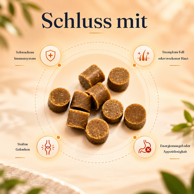 Multivitamin-Snacks gegen schwaches Immunsystem, Energiemangel, stumpfes Fell und steife Gelenke
